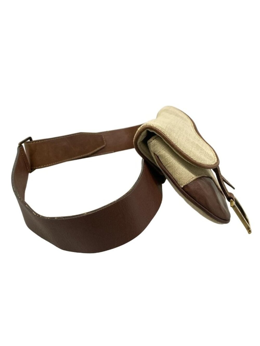 Dior Waist Pouch Saddle Bag Ivory Dark Brown Leather - Picture 2 of 15